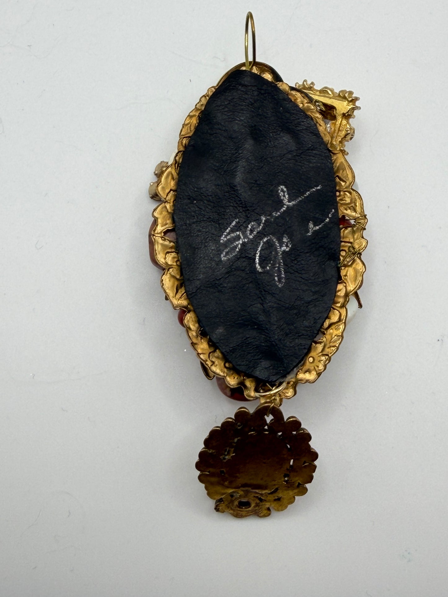Vintage Sarah Jane Carnelian Scarab Statement Pendant Brooch