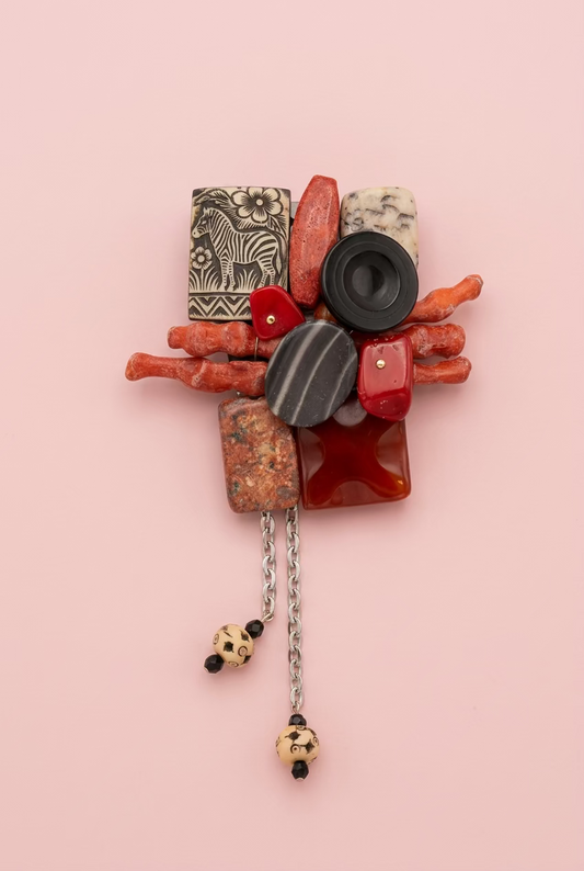 Vintage Sarah Jane Coral & Agate Statement Pendant