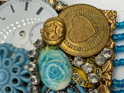 Vintage Sarah Jane Glass Fringe Clock Locket Pendant