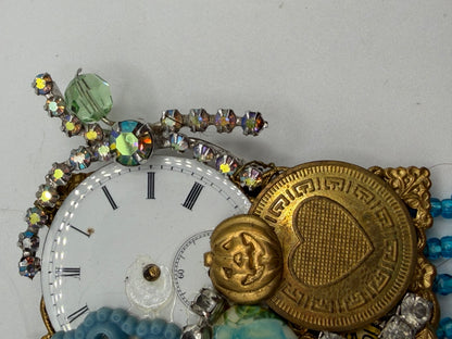 Vintage Sarah Jane Glass Fringe Clock Locket Pendant