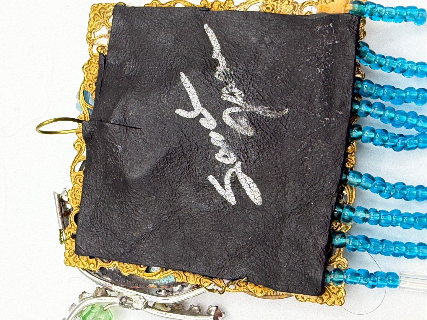 Vintage Sarah Jane Glass Fringe Clock Locket Pendant