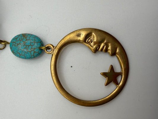 Vintage Sarah Jane Turquoise Nugget & Celestial Charm Pendant