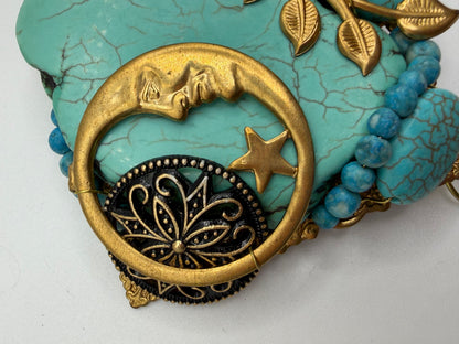 Vintage Sarah Jane Turquoise Nugget & Celestial Charm Pendant