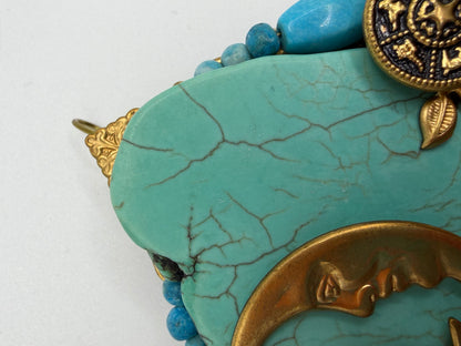 Vintage Sarah Jane Turquoise Nugget & Celestial Charm Pendant