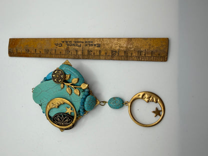 Vintage Sarah Jane Turquoise Nugget & Celestial Charm Pendant