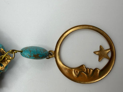 Vintage Sarah Jane Turquoise Nugget & Celestial Charm Pendant