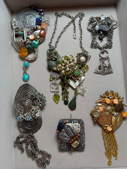 Vintage Sarah Jane Collage Statement Pendant