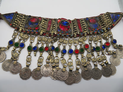 Iris Apfel's Vintage Antiqued Kuchi Ornate Rainbow Coin Necklace