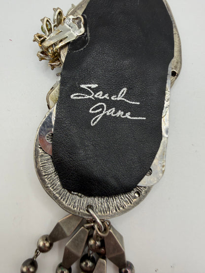 Vintage Sarah Jane Gunmetal Spiral Statement Pendant with Bead Fringe