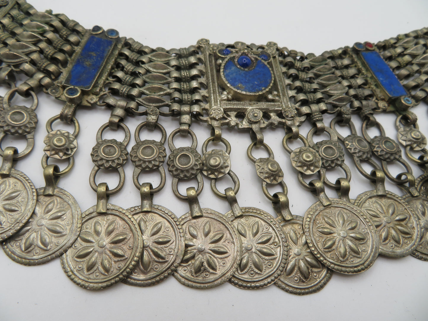 Iris Apfel's Vintage Antiqued Kuchi Lapis Lazuli Coin Necklace