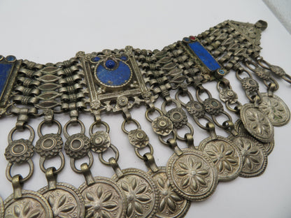Iris Apfel's Vintage Antiqued Kuchi Lapis Lazuli Coin Necklace