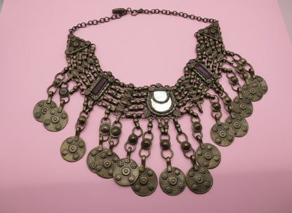 Iris Apfel's Vintage Antiqued Kuchi Mirror Coin Necklace