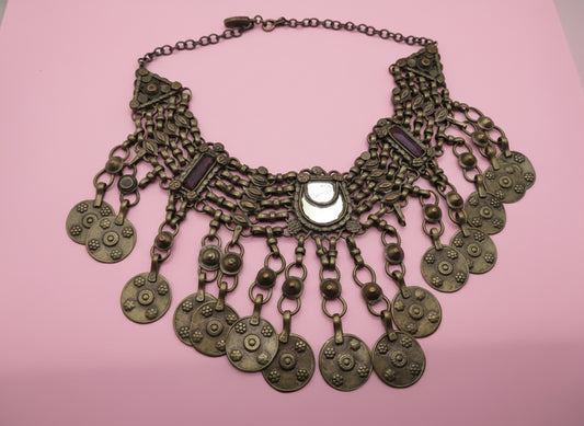 Iris Apfel's Vintage Antiqued Kuchi Mirror Coin Necklace