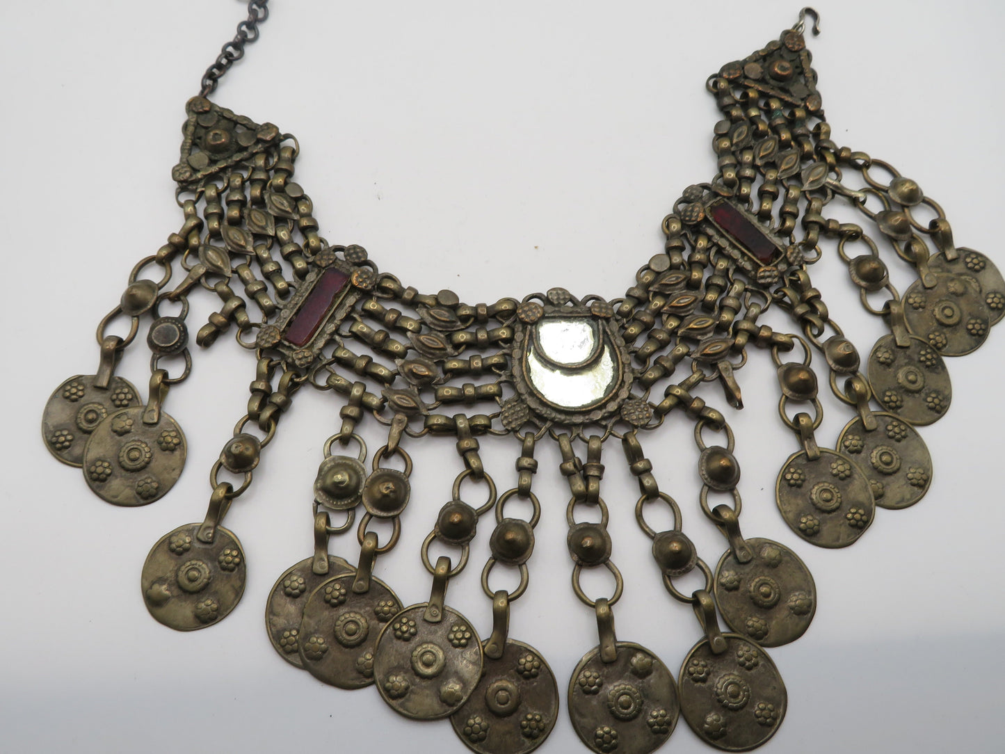 Iris Apfel's Vintage Antiqued Kuchi Mirror Coin Necklace