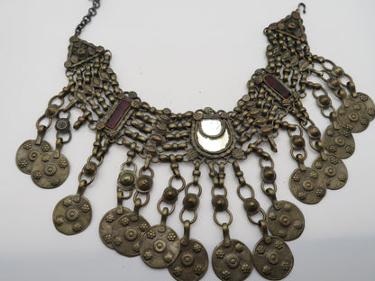 Iris Apfel's Vintage Antiqued Kuchi Mirror Coin Necklace