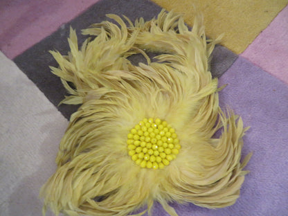 Iris Apfel's Vintage Massive Beaded Yellow Feather Necklace