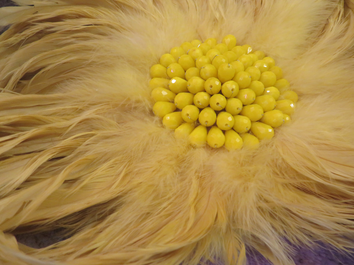 Iris Apfel's Vintage Massive Beaded Yellow Feather Necklace