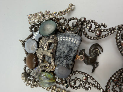 Vintage Sarah Jane Silver Marcasite Rooster Charm Brooch Pendant