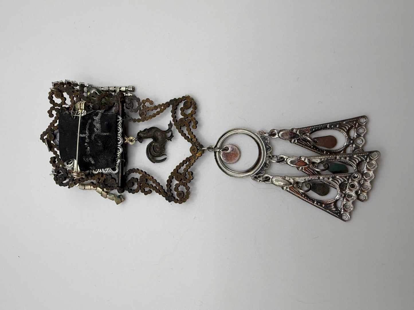 Vintage Sarah Jane Silver Marcasite Rooster Charm Brooch Pendant