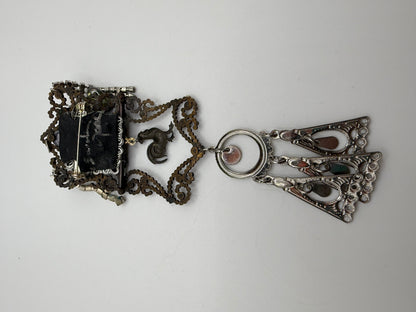 Vintage Sarah Jane Silver Marcasite Rooster Charm Brooch Pendant