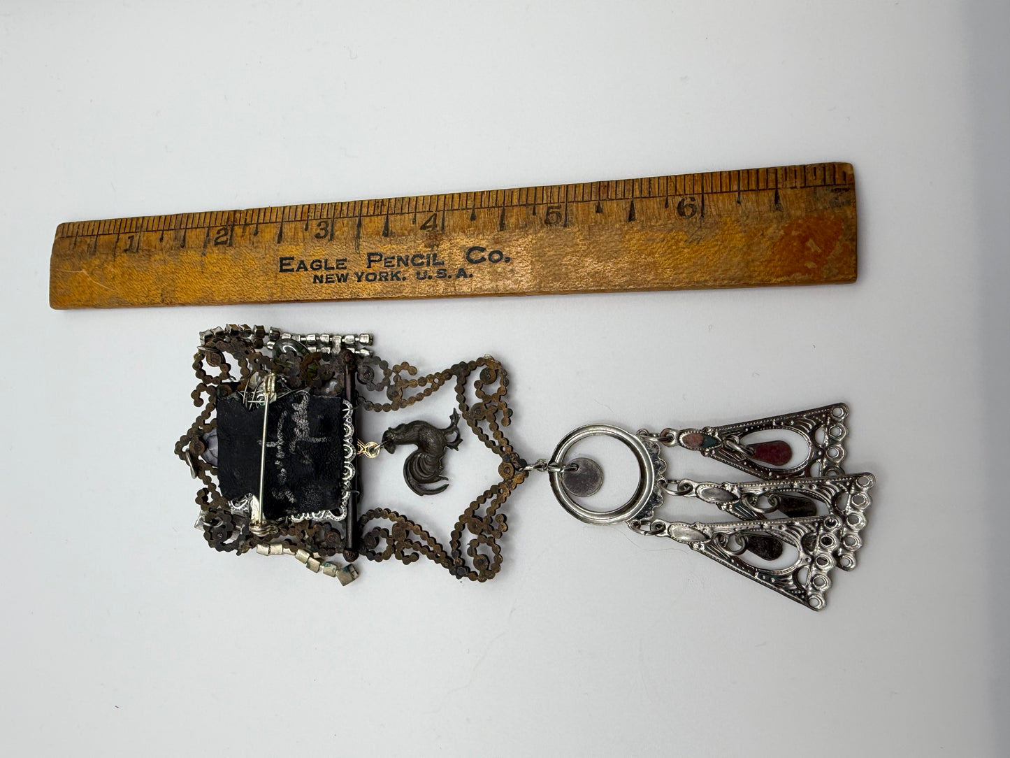 Vintage Sarah Jane Silver Marcasite Rooster Charm Brooch Pendant