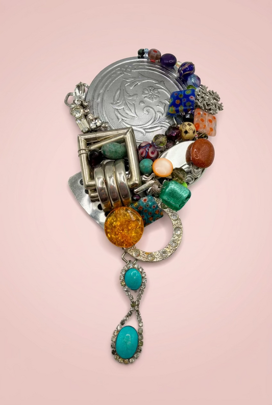 Vintage Sarah Jane Collage Statement Pendant