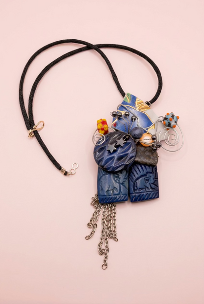 Vintage Sarah Jane Lapis and Glasswork Necklace