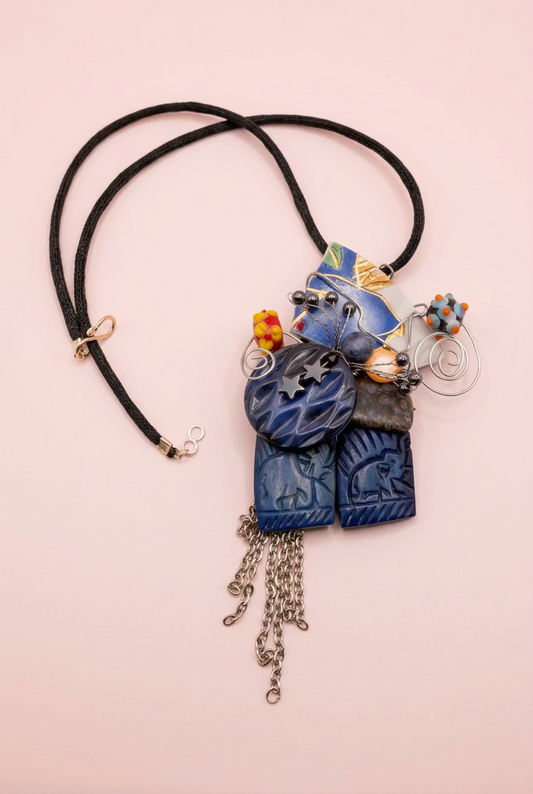 Vintage Sarah Jane Lapis and Glasswork Necklace
