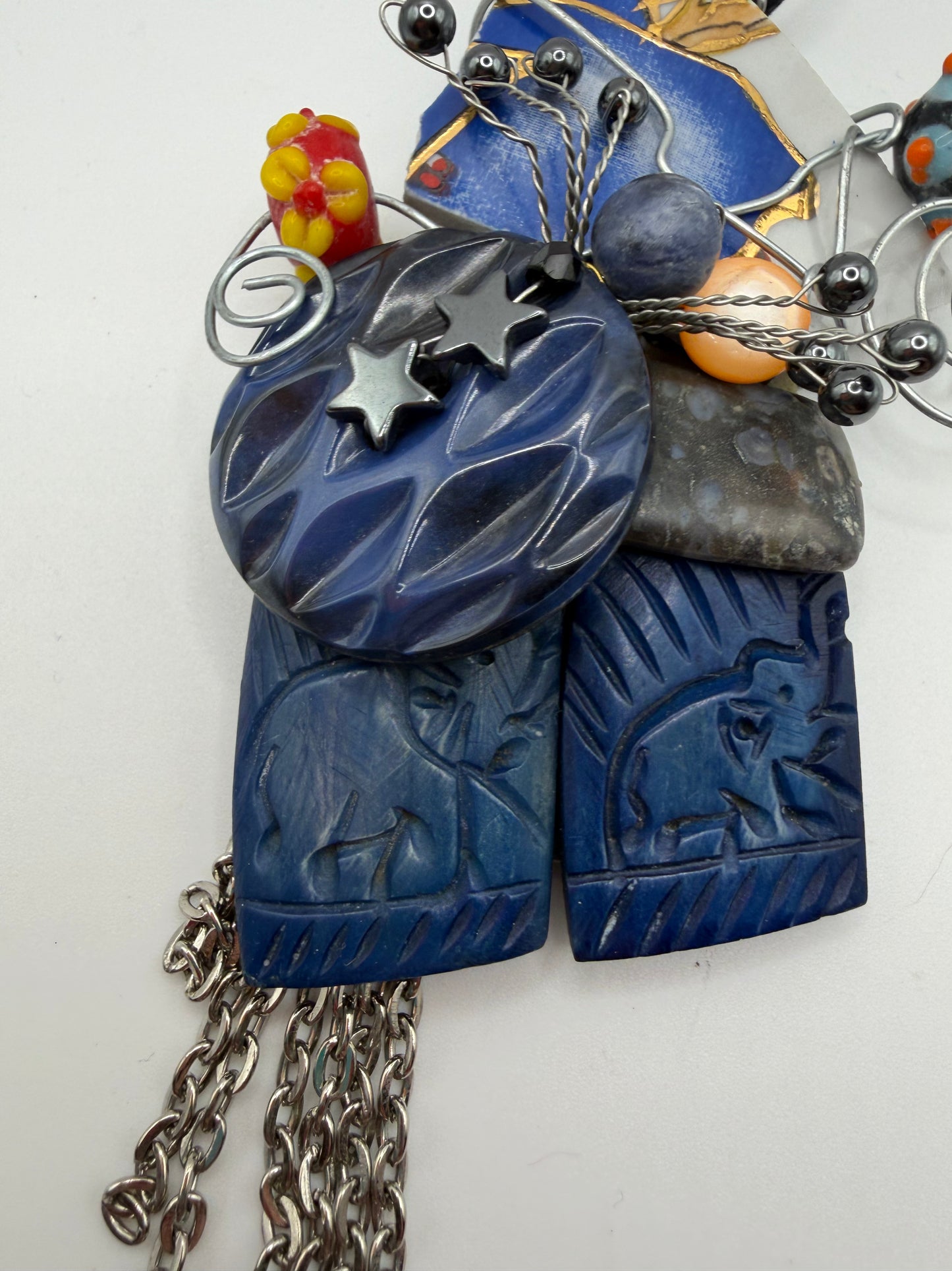 Vintage Sarah Jane Lapis and Glasswork Necklace
