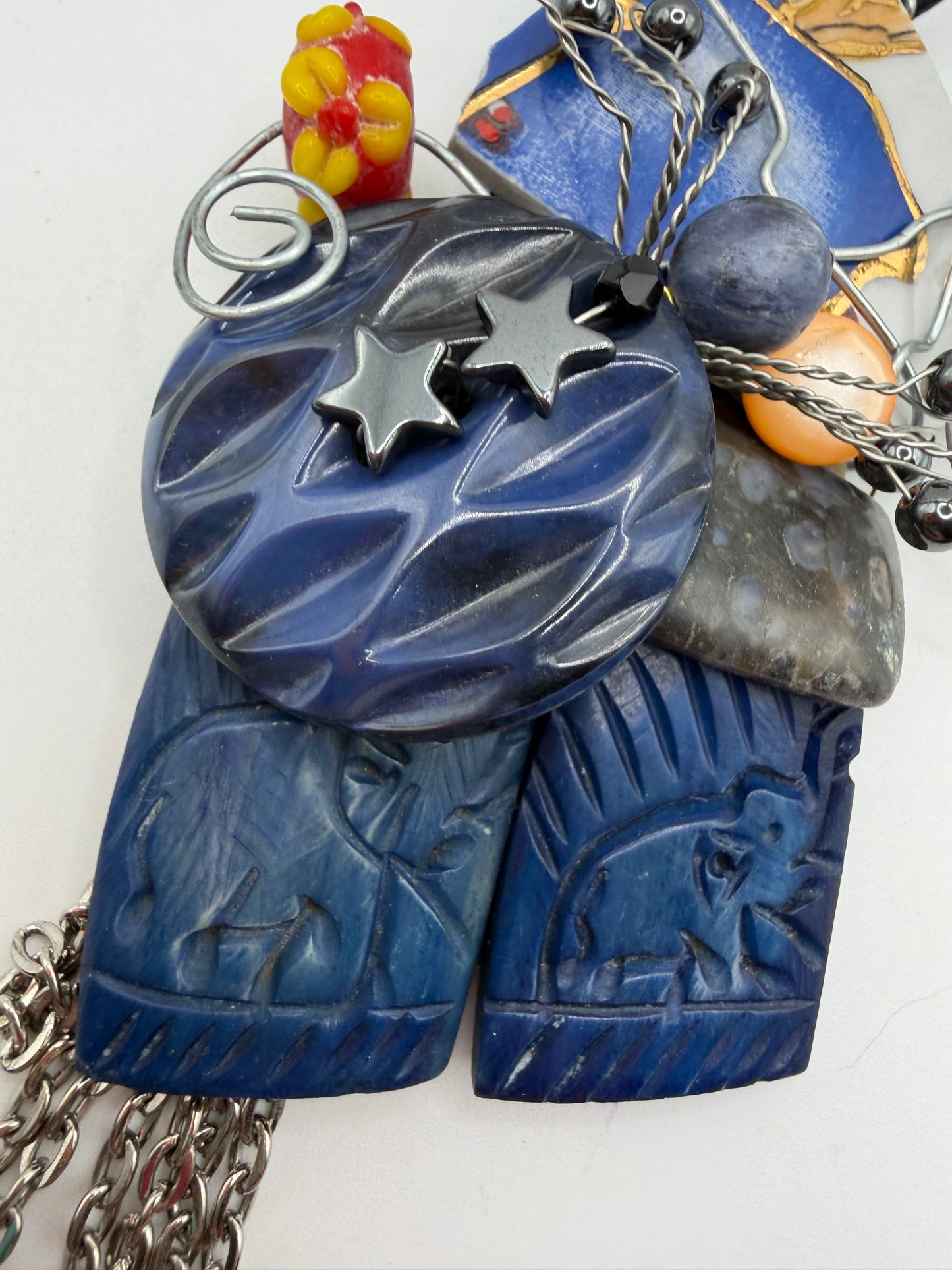 Vintage Sarah Jane Lapis and Glasswork Necklace