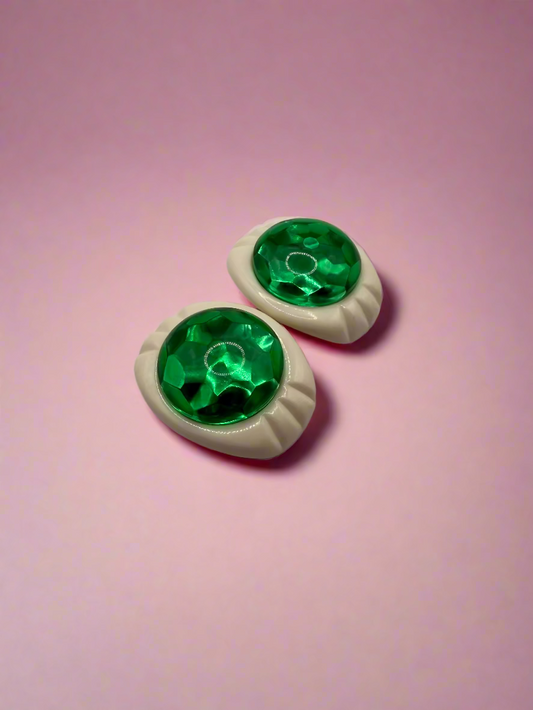 Vintage French Metallic Green Shoe Clips