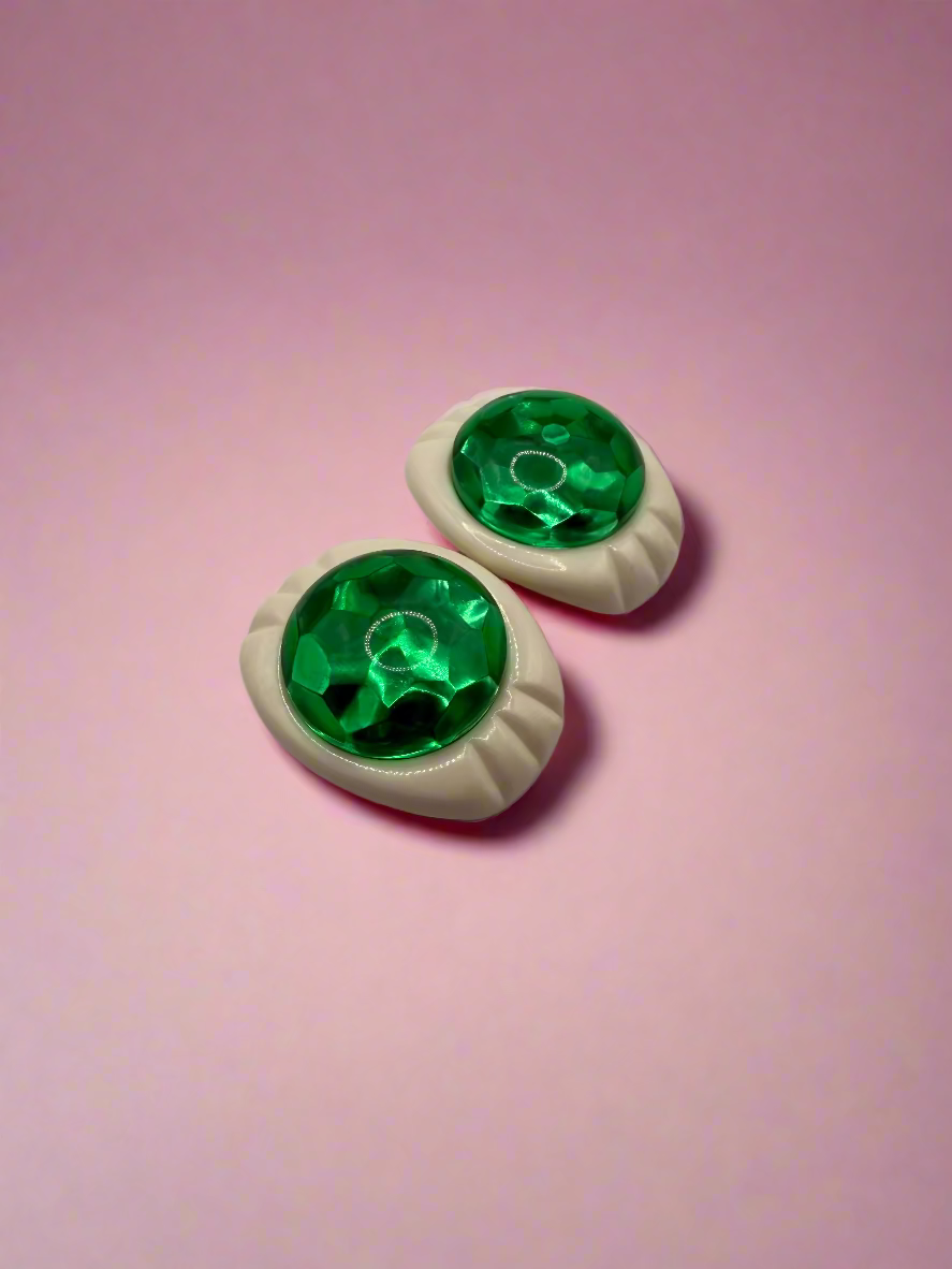 Vintage French Metallic Green Shoe Clips
