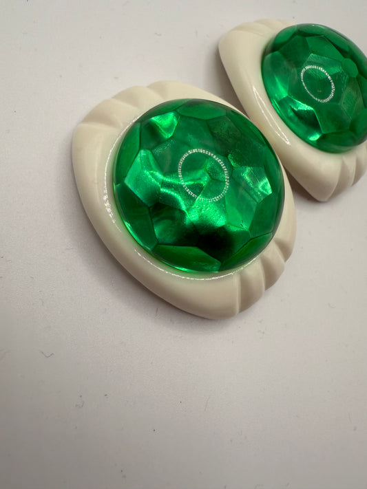 Vintage French Metallic Green Shoe Clips