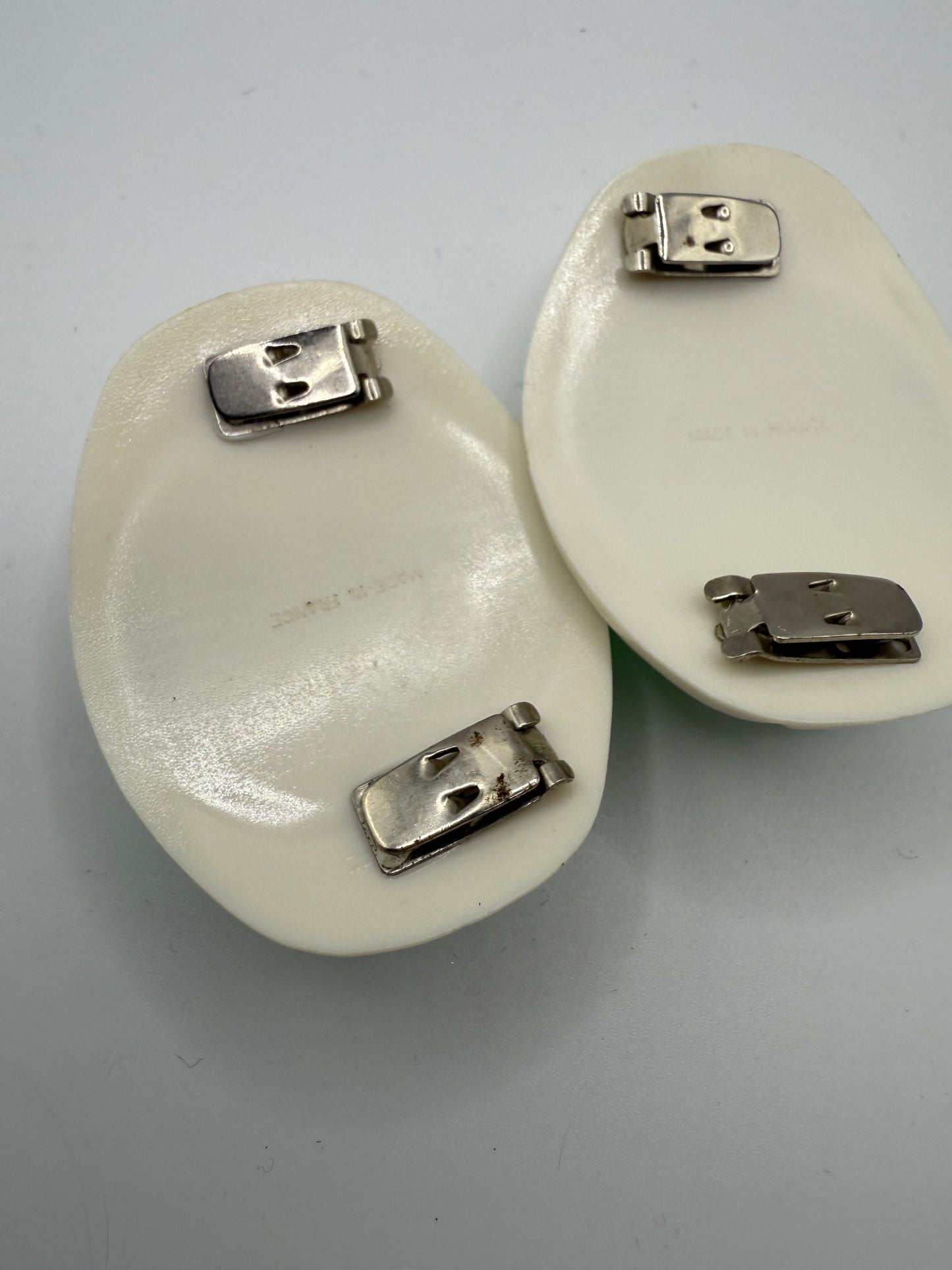 Vintage French Metallic Green Shoe Clips