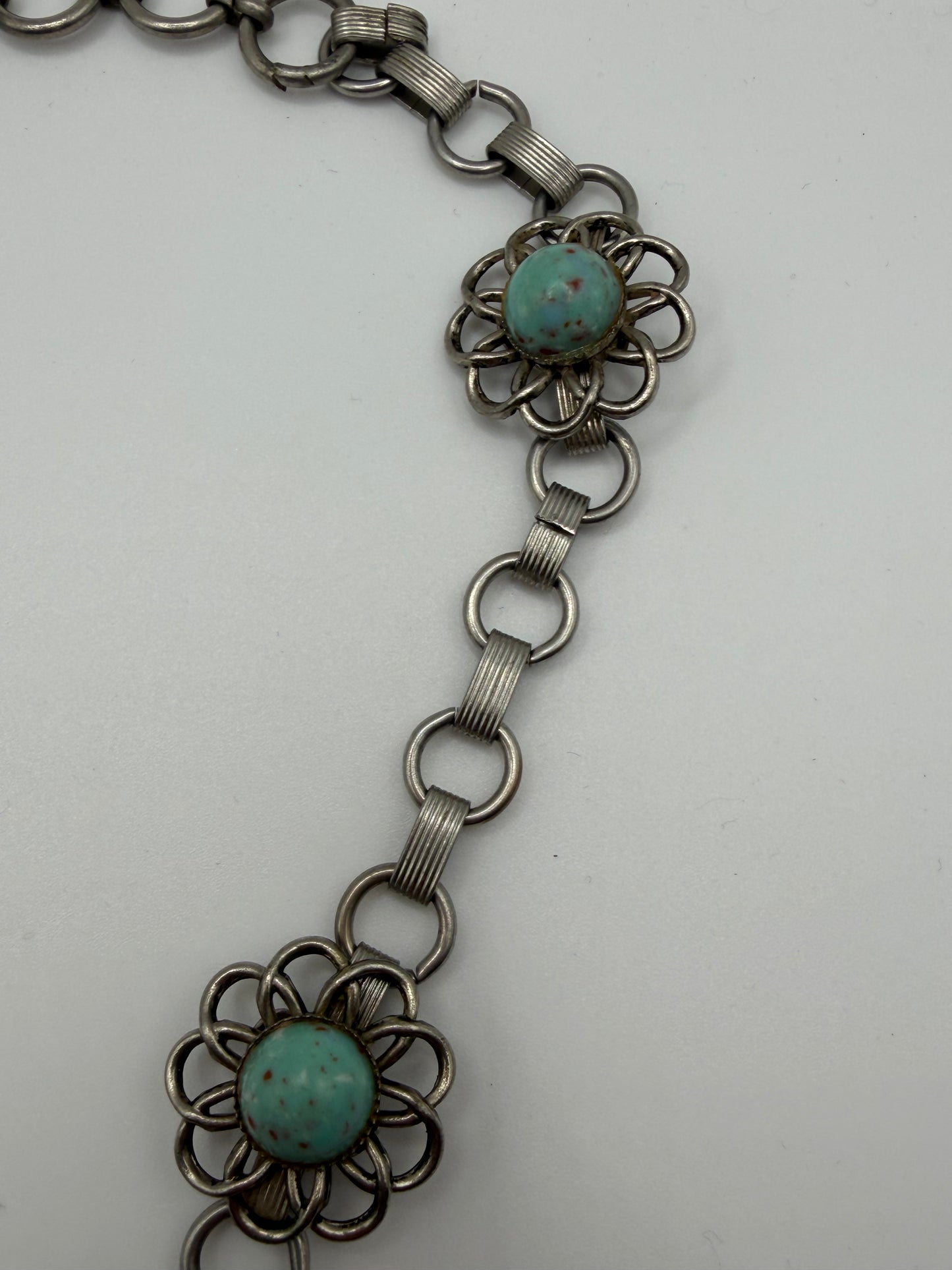 Vintage Sarah Jane Turquoise & Amethyst Chip Statement Necklace with Buffalo Nickel Charm