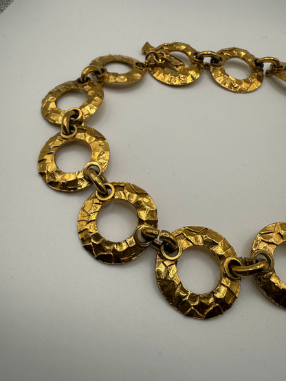 Vintage Agatha Paris Hammered Chainlink Choker Necklace