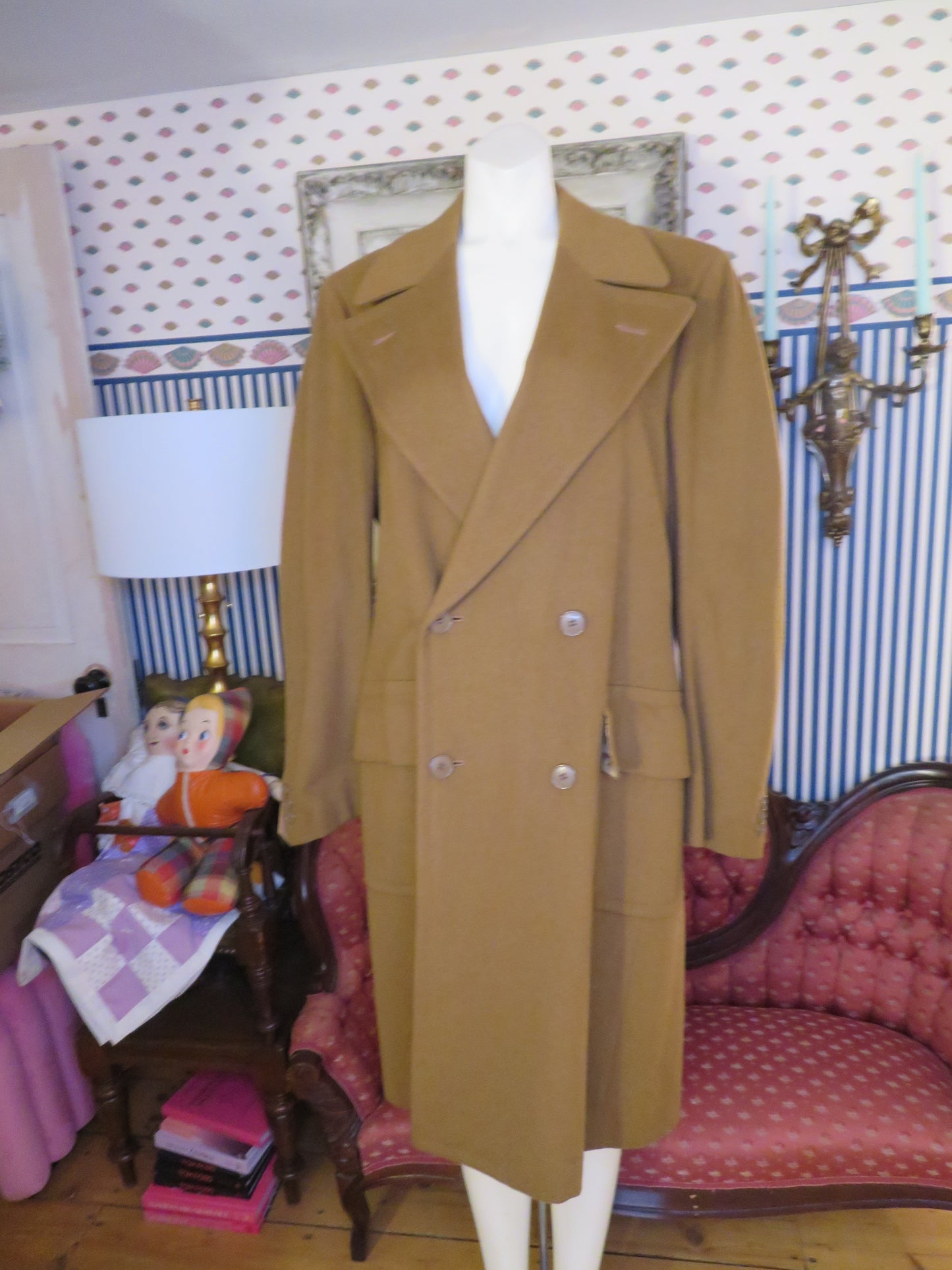 Iris Apfel's Vintage Italian Olive Brown Wool Peacoat