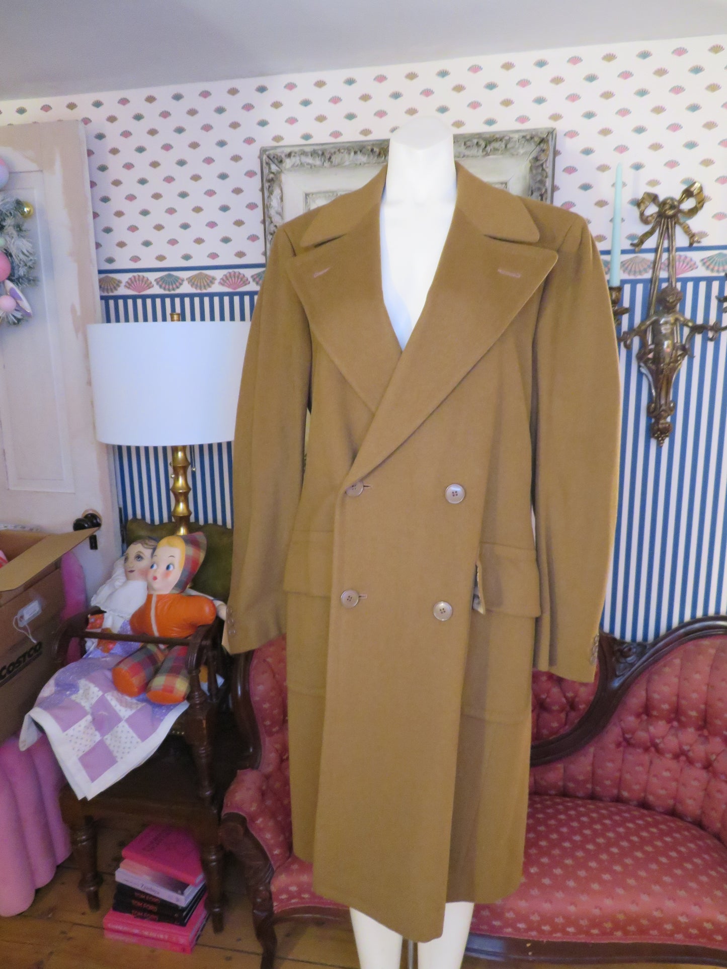 Iris Apfel's Vintage Italian Olive Brown Wool Peacoat