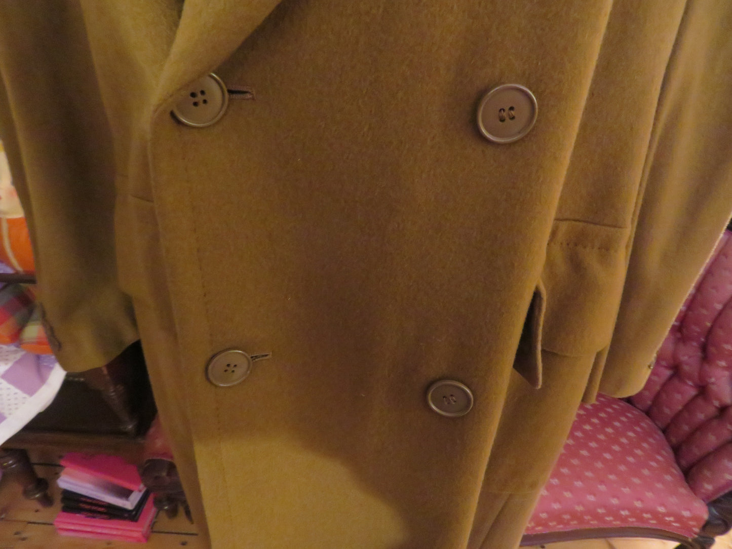 Iris Apfel's Vintage Italian Olive Brown Wool Peacoat