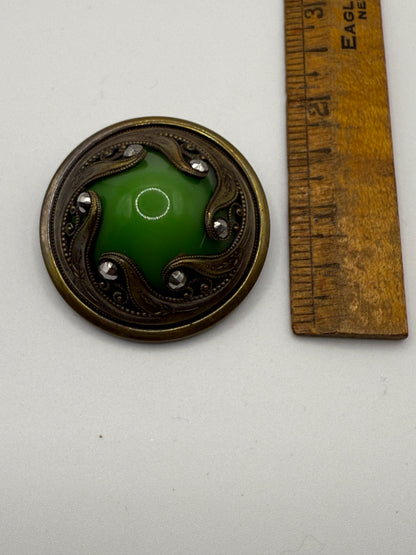 Antique Art Nouveau Green Marcasite Brooch
