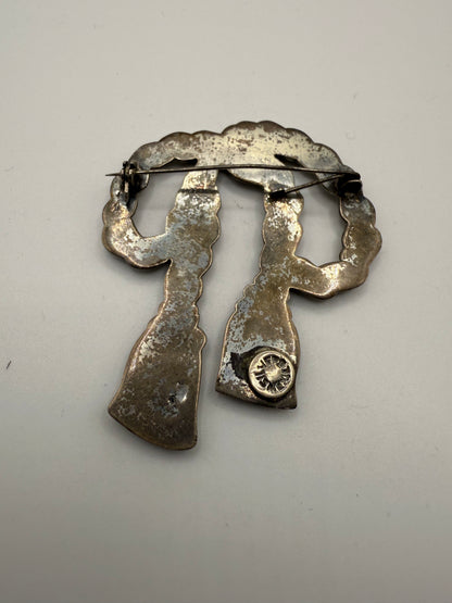 Vintage Chunky Sterling Silver Rope Bow Brooch
