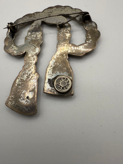Vintage Chunky Sterling Silver Rope Bow Brooch