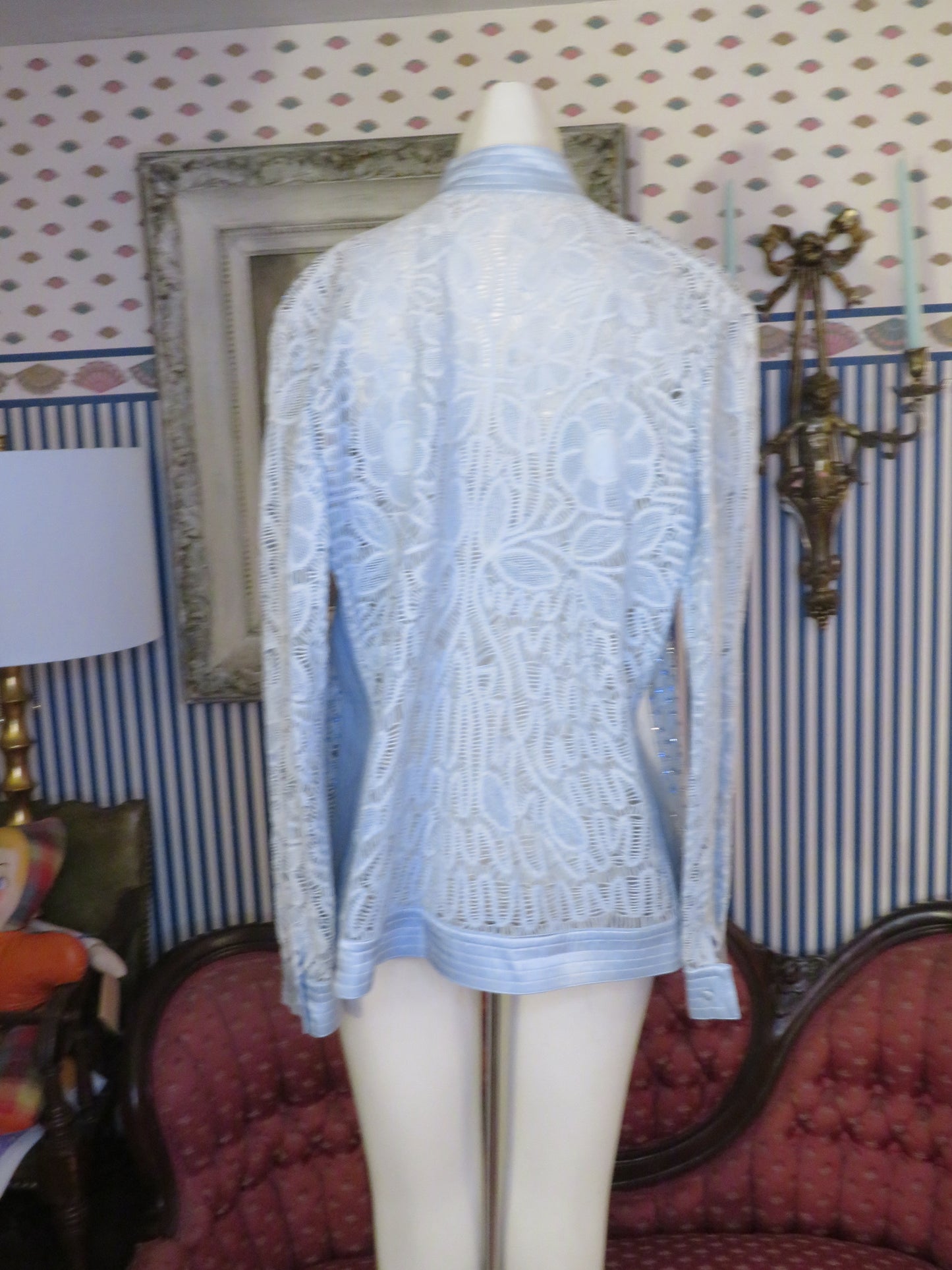 Iris Apfel's Vintage Martha Medeiros Ice Blue Lace Crystal Jacket