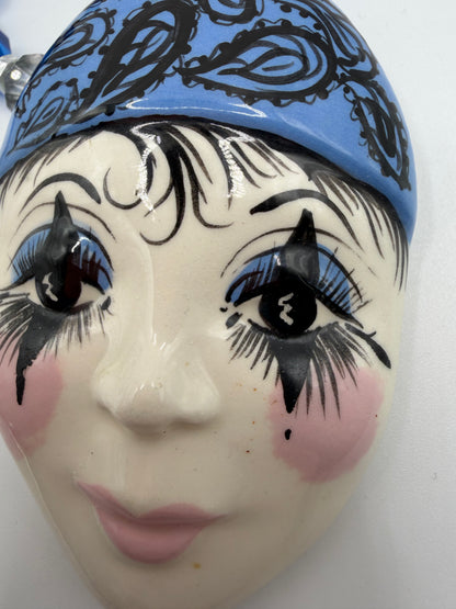 Vintage Chunky Whimsical Porcelain Pierrot Necklace