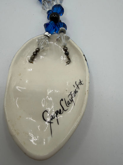 Vintage Chunky Whimsical Porcelain Pierrot Necklace