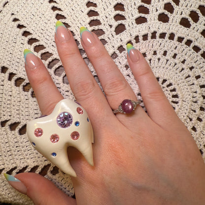 Vintage Sterling Silver Star Ruby Ring