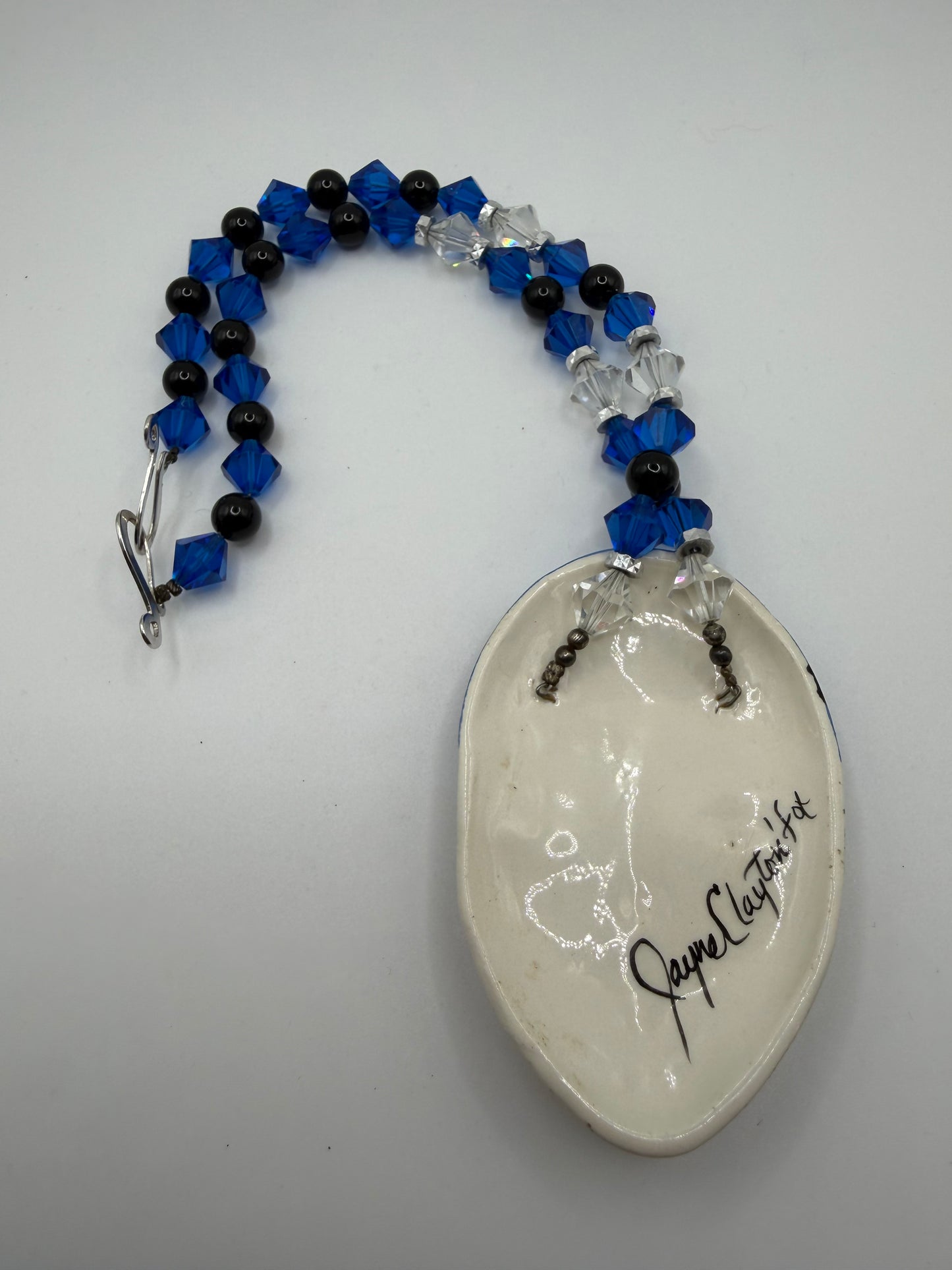 Vintage Chunky Whimsical Porcelain Pierrot Necklace
