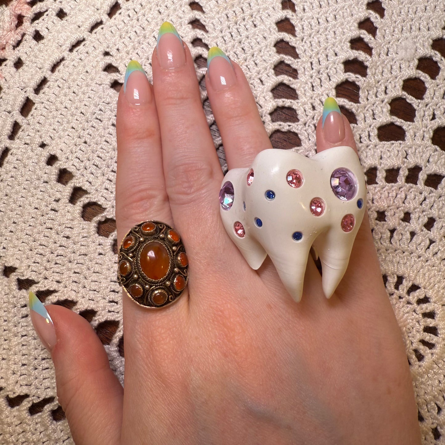 Antique Carnelian Cabochon Silver Statement Ring