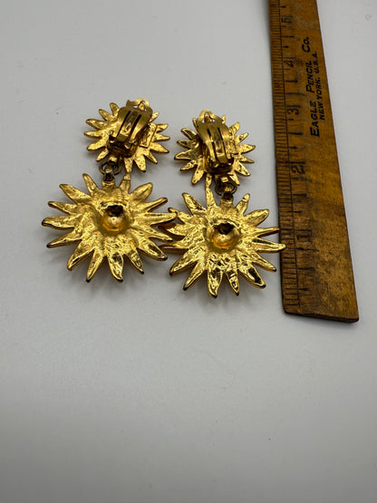 Vintage Yves Saint Laurent Sunburst Chandelier Earrings