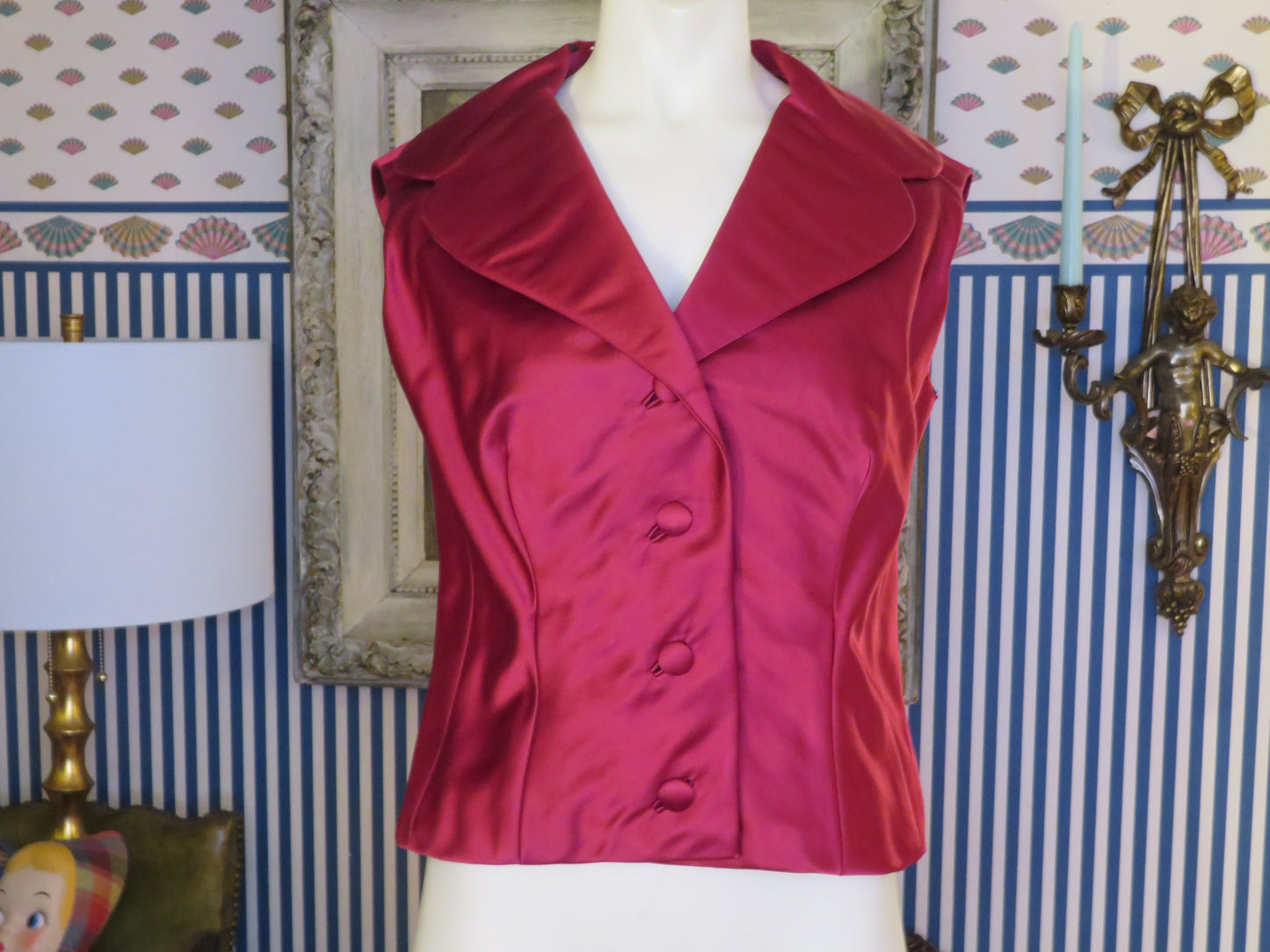Iris Apfel's Vintage Silky Scarlet Vest